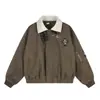 Chaqueta de primavera y otoño para hombre con diseño de cruz con parche de cuero, estilo único, cordones para atar, solapas de color contrastante, estilo béisbol holgado