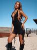 2025 Nova Roupa Sexy Feminina Europeia e Americana Transfronteiriça Amazon Biquíni Sexy Vestido Bodycon Vazado