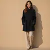 Casaco de Lã Heying Outono/Inverno 2026 Casual Curto de Lã Gola Alta Casaco Petite Feminino Casaco de Tencel para Mulheres