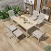 Mesa y silla de exterior madera plástica juego de tres o cinco piezas patio anticorrosión impermeable Protección Solar combinación Ocio exterior balcón jardín