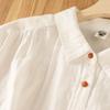 Camisa de Manga Larga con Cuello Pico Abotonada de Hilo de Algodón de Doble Capa 2025 Otoño Nuevo Estilo Coreano Literario Holgado Versátil Suave