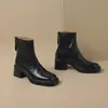 Botines Retro de Tacón Grueso Estilo Francés para Mujer, Nueva Colección Otoño/Invierno 2025, Botas de Tacón Alto con Punta Cuadrada, Efecto Adelgazante, Botas Martin, Botines