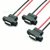 Conector Fêmea Tipo-C Montado com Parafuso de 90 Graus com Abas, 2P com Cabo, Power Bank, Fechadura Inteligente de Porta, Conector Fêmea de Carregamento para Instrumento de Beleza