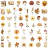 100 piezas de pegatinas de plantas y flores estilo vintage, PET transparente e impermeable, para decorar cuadernos, botellas de agua y computadoras
