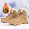 Botas de Inverno Masculinas com Lã Adicionada para Aquecimento, Sapatos de Algodão de Cano Alto, Botas Táticas de Tamanho Grande para Homens, Botas de Caminhada ao Ar Livre para Homens