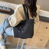 Bolso de Mano de Moda de Gran Capacidad Primavera y Verano 2024 Nuevo Bolso Cubo Coreano de Lona con Cremallera y Multibolsillos Bolso Simple para Mujer