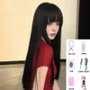 Peluca Larga Recta Negra Kony Peluca Completa para Mujeres con Flequillo, Esponjosa y Natural, Peluca Negra Completa para Uso Diario, Estilo Manga Tomie