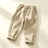Calça Casual Infantil para Primavera e Outono, Calça Longa Reta 100% Algodão para Meninos e Meninas, Calça Moderna Estilo Coreano para Bebês e Crianças