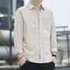 100% AlgodónPrimavera y Otoño Puro Algodón Aspecto Lino Camisa de Manga Larga para Hombre Casual Versátil Todo Algodón Camisa Chaqueta Holgada