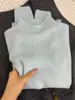 Camiseta interior de cachemir de cuello medio alto con borde enrollado para mujer en otoño e invierno, nueva, color puro, alta elasticidad, suave, cerosa, simple