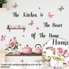 M14173 Set de Té de Cocina Botella de Condimentos Mariposa Rosa Pegatina de Pared Creativa Tienda Decoración de Fondo para el Hogar Pegatina