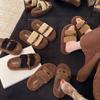 Pantuflas Peludas para Mujer Ropa Exterior Algodón Nuevo Estilo Otoño e Invierno Pantuflas de Suela Gruesa para el Hogar 2025 Súper Populares Lana de Cordero Cálidas Negras