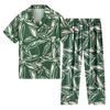 [Seda de Hielo] Pijama de Hombre Primavera y Otoño Verano Delgado Seda de Hielo Suelto Manga Corta Ropa de Casa para Niños Estilo Vacacional
