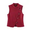 Chaleco de mezclilla transfronterizo europeo y americano para mujer, moda callejera con botones diagonales, nuevo para verano