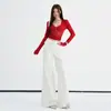 Jeans retro de tiro alto color café Maillard para mujer, nuevo estilo otoño 2026, adelgazantes, levanta glúteos, no se pegan a las piernas, pantalones acampanados