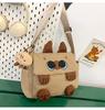 Linda Caricatura Gato Marrón Bolso Cruzado para Mujer, Bolso de Hombro Estilo Ins para Estudiante Universitaria, Bolso Grande de Capacidad Estilo Dulce Chica Japonesa para Tutoría
