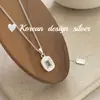 Colar Minimalista Estilo Coreano Ins Prata Esterlina S925 Zircônia Quadrada Empilhável Design Minimalista de Nicho para Mulheres