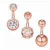 Piercing corporal mais vendido na Amazon, conjunto de 3 peças, joia de piercing em aço inoxidável, gema de zircônia, anel de umbigo dourado, atacado
