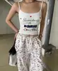 Camisola Nueva de Verano para Mujer con Diseño de Estampado de Dibujos Animados Sin Mangas Almohadilla en el Pecho Ajuste Delgado Delgado Parte Superior para Usar por Dentro o por Fuera
