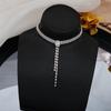 Nova Moda Europeia e Americana Diamante Completo Colar Simples Colar T Colar Feminino Elegante All-match Japonês e Coreano Internet Celebridade Clavícula Cadeia