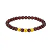 Pulseira de Contas de Transferência de Ouro Puro 999 para Mulheres Pequenas Contas Douradas Granadas Naturais Pulseira DIY Transmissão ao Vivo Presente de Dia das Mães