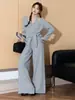 Elegante Conjunto de Suéter para o Dia a Dia 2026 Outono/Inverno Novo Estilo Suéter de Tricô Falso Duas Peças + Calça Reta de Perna Larga Conjunto de Duas Peças para Mulheres