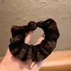 Scrunchie Redondo com Estampa de Leopardo Estiloso Dongdaemun Coreano para Mulheres, Elástico de Cabelo de Alta Qualidade para Mulheres
