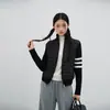 Chaqueta de plumón y algodón para mujer, estilo nuevo de invierno 2026, con mangas de punto, cuello alto, ligera, corta, corte ajustado, abrigo de otoño/invierno