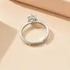 Anillo de Zirconia Corona Clásica de Seis Garras para Mujer, Apertura Ajustable, Anillo de Diamante de Simulación, Tono Vibrante, Mano Rápida, Transmisión en Vivo, Venta Caliente