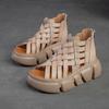 Nuevas Sandalias Tejidas con Cortes de Verano Jiewan de Shanghái de Suela Gruesa Transpirables de Color Caramelo Cómodas Estilo Romano para Mujer