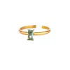 Amazon Explosiones Transfronterizas Sentido Avanzado del Diseño Anillo Dorado con Piedra Natal Anillo Simple Rectangular de Zirconia para Mujer