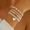 Set de Pulseras Nuevas de Múltiples Piezas para Comercio Exterior Transfronterizo con Cristal de Amor Perla Borla Hojas Grava Arcilla Suave Set de Pulseras