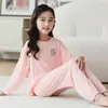 Pijama para Niños Ropa de Casa de Modal para Niñas Pequeñas y Estudiantes Conjunto de Verano de Seda Helada Pantalones de Manga Larga Juveniles