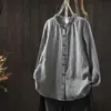 Camisa de Cuadros para Mujer 2025 Nueva Otoño Doble Capa Gasa de Algodón Cuello Holgado Reductora de Edad Versátil Manga Larga