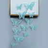 Decoración de mariposa de papel con simulación tridimensional 3D, accesorios de joyería de mariposa hueca tridimensional con textura metálica, pegatinas de pared para el hogar al por mayor