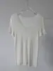Blusa de Tricô Clássica Cápsula Shimadzu 60s Sem Costura Malha 18 Fios 100% Lã Gola U Manga Curta para Mulheres, Fina de Outono