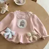 Moletom Forrado com Lã Infantil NingliWinter Outono e Inverno Versátil para Meninas Renda Roupas Quentes Camada Base Engrossada Bebê