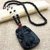 Colgante de Obsidiana Negra Guardián del Zodíaco Colgante de Dragón Pixiu Collar para Hombre Doce Signos del Zodíaco Collar de Guan Gong Venta al por Mayor Joyería Auspiciosa