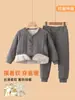 Esencial para el uniforme escolar: conjunto cálido de invierno para niños mayores, chaqueta de algodón con forro de lana engrosada y pantalones para niños y niñas, capa interior para niños