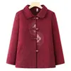 Estilo Novo Primavera e Outono Roupas para Avó de 70 Anos Jaqueta Bordada Retro Solta Comprimento Médio Roupas para Mulheres de Meia-Idade Top Estilo Chinês