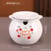 Olla de Cerámica para Manteca con Dos Asas, Recipiente de Cocina para Aceite de Almacenamiento, Gran Capacidad con Filtro, Olla de Aceite de Barriga Grande, Olla de Cerámica para Manteca