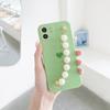 Japonês e coreano amam Apple 12/XR pulseira de pérola capa de telefone 15pro/11 proteção de lente 8plus deusa