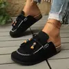 Sandalias Casuales de Verano Transfronterizas Nuevo Estilo Étnico con Borlas y Cuentas, Punta Cerrada, Suela de Corcho, Talla Grande para Mujer, Comercio Exterior