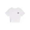 Camiseta Negra de Verano Nuevo Estilo con Cuello Redondo y Manga Corta para Mujer con Diseño de Letras Americanas, Top Corto Ajustado