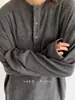 Camiseta de Manga Larga Henley de Color Sólido Retro Japonés Nueva para Primavera y Otoño para Niños y Niñas Estilo Neutral BF Camisa Polo Superior de Moda