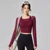 Ropa de Yoga para Mujer, Estilo Nuevo, Moda Deportiva, Malla Casual, Espalda Bonita, Tops de Entrenamiento Fitness Pilates de Manga Larga para Mujer al por Mayor