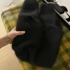 Suéter Redondo de Mohair Gris de Lujo Perezoso para Mujer en Otoño e Invierno Holgado Suave Cera Tejido Exterior Terciopelo de Visón Top