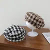 Boina para Niños Otoño Invierno Unisex Retro Lana Cuadros Sombrero de Pintor para Bebé Sombrero de Calabaza Sombrero Octagonal
