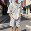 Traje de Verano de Comercio Exterior Transfronterizo para Hombre, Diseño de Nicho Tie-Dye de Cinco Puntos, Moderno y Fresco, Conjunto de Dos Piezas para Hombre de Tallas Grandes
