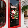 Adhesivos Estáticos Navideños para Ventanas Dibujos Animados Papá Noel Árbol de Navidad Pegatinas para Puertas de Cristal Tienda Escaparate Decoración Festiva